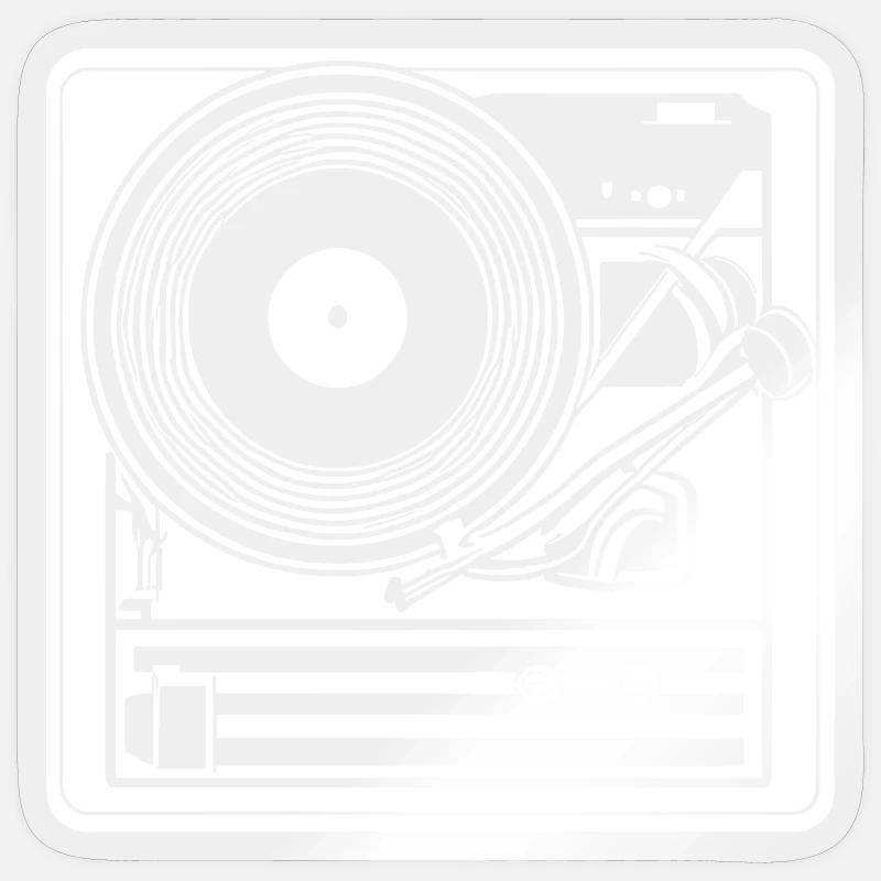 Platine vinyle design rétro - Sticker taille S (10 x 10 cm) - brillant transparent
