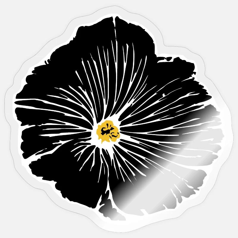 Fleur, Noir, Fleurs, Noir, Fleur - Sticker taille S (10 x 10 cm) - brillant transparent