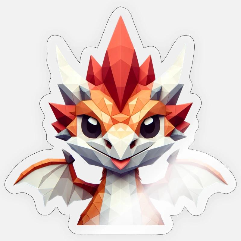 Un petit dragon de style polygone Sticker taille S (10 x 10 cm)
