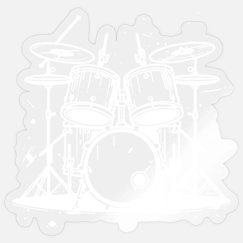 Graphismes de batterie - Sticker taille S (10 x 10 cm) - brillant transparent