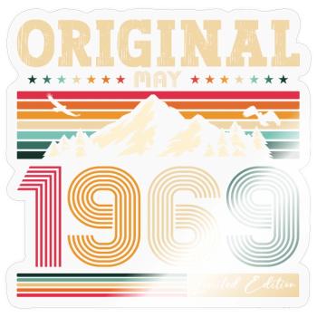 Original Mai 1969 Millésime 1969 Anniversaire 1969 - Sticker taille S (10 x 10 cm) - brillant transparent - Devant