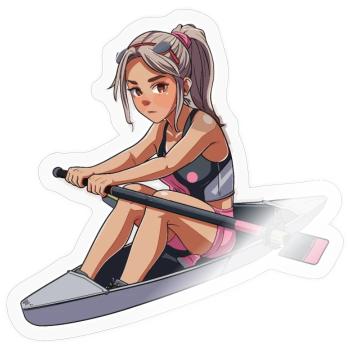 Ruderer Mädchen Grafik - Sticker Größe S (10 x 10 cm) - Transparent glänzend - Vorne