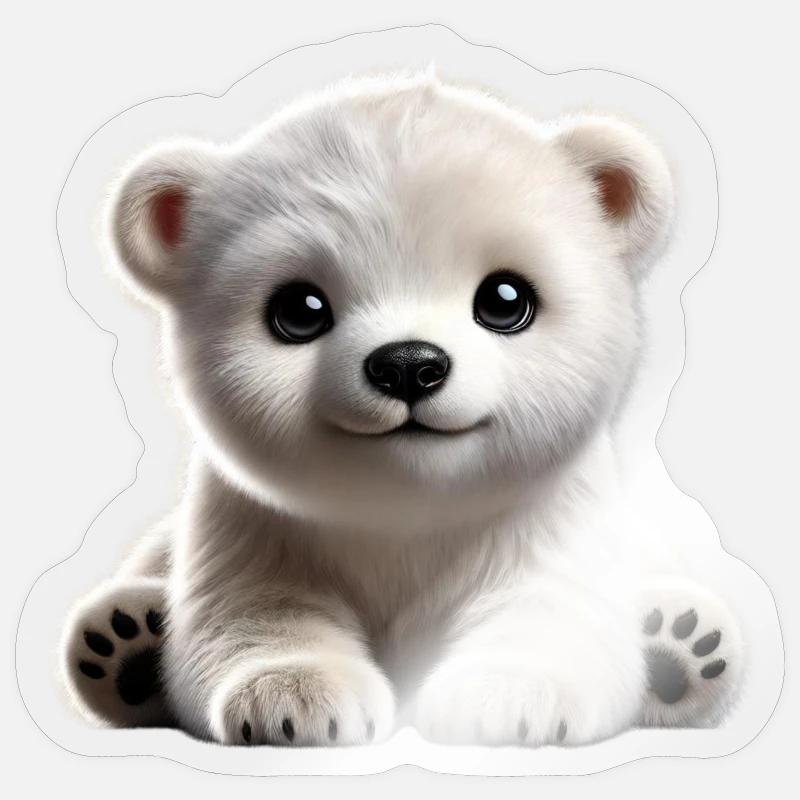 Niedliches Eisbärenjunges-Design - Sticker Größe S (10 x 10 cm) - Transparent glänzend