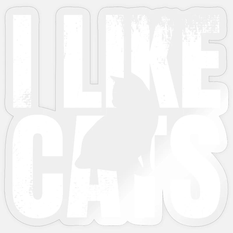 J’aime les chats - Sticker taille S (10 x 10 cm) - brillant transparent