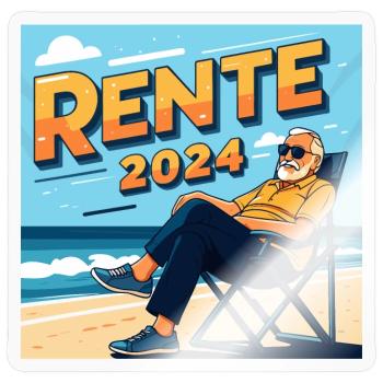 Pension 2024 - Pensioners on the beach - Sticker size S (10 x 10 cm) - transparent glossy - Front