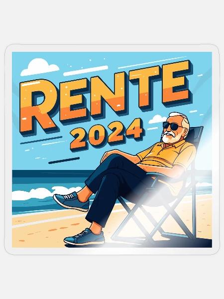 Rente 2024 - Rentner am Strand - Sticker Größe S (10 x 10 cm) - Transparent glänzend