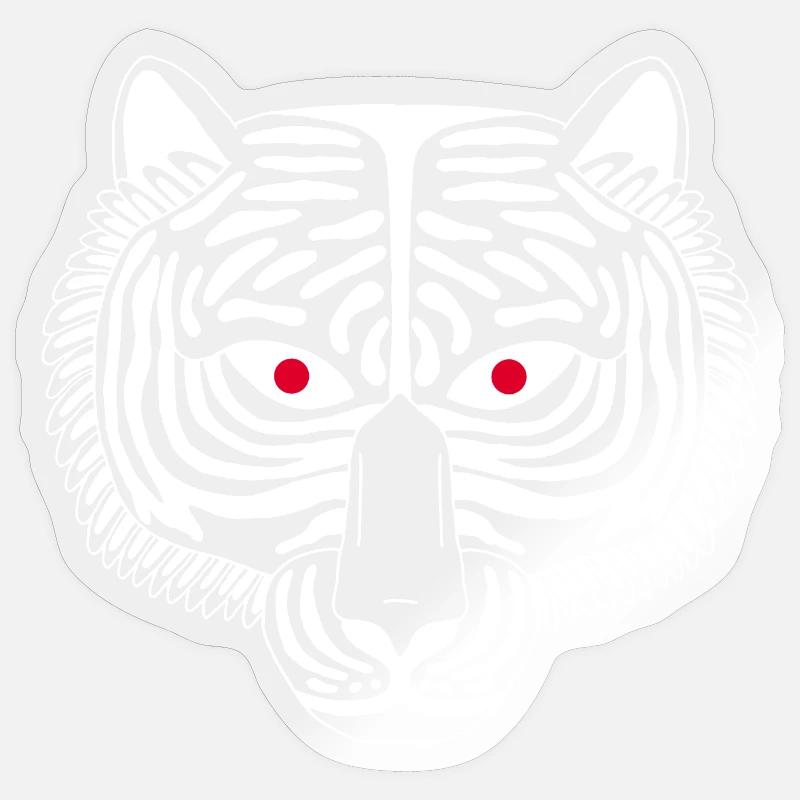 Tigre blanc - Sticker taille S (10 x 10 cm) - brillant transparent