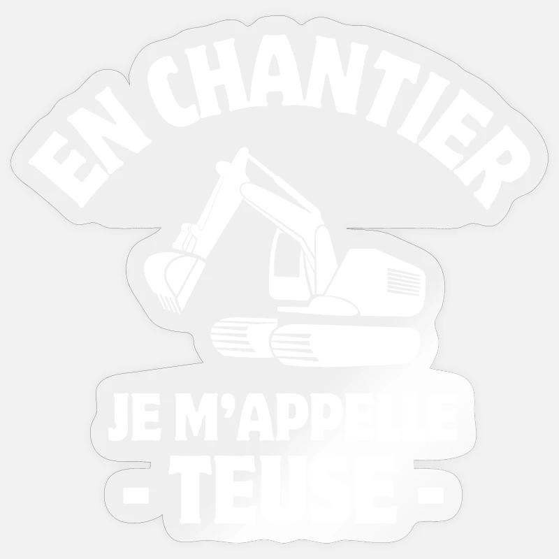 pelleteuse, engin de chantier, construction - Sticker taille S (10 x 10 cm) - brillant transparent