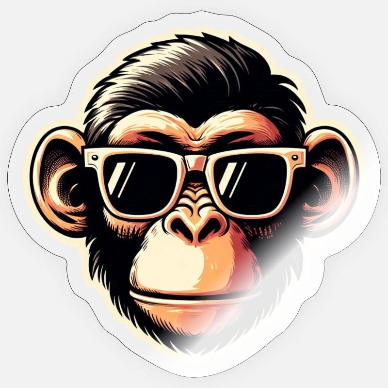 Affe Brille cool - Sticker Größe S (10 x 10 cm) - Transparent glänzend