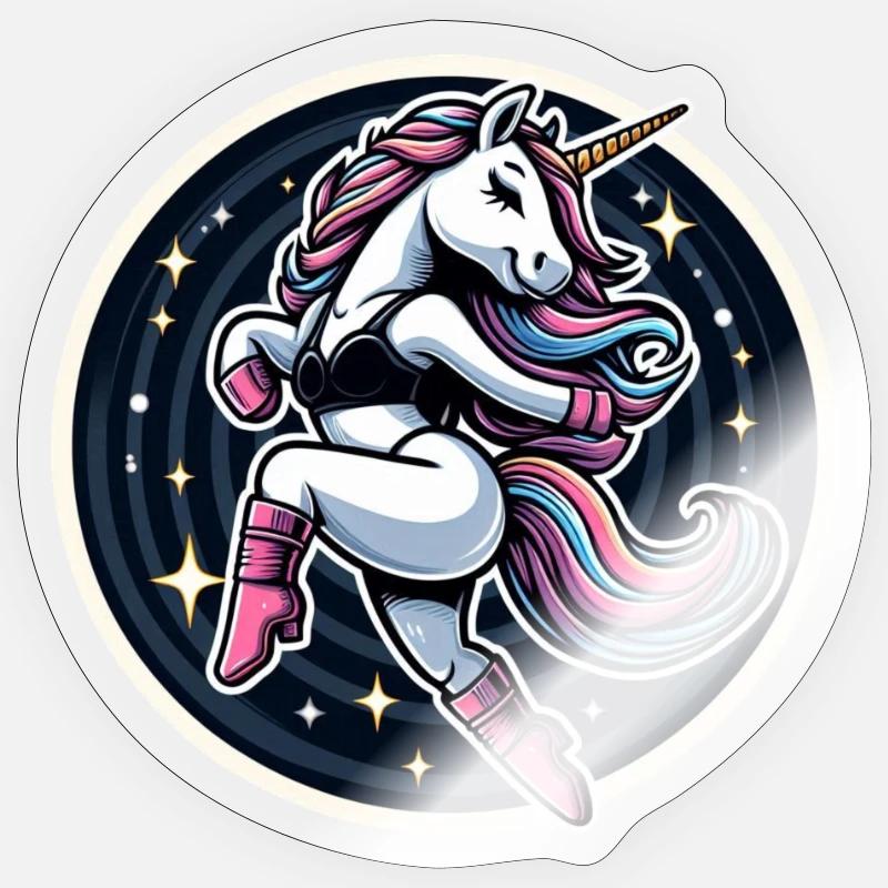 Danse de la Licorne - Sticker taille S (10 x 10 cm) - brillant transparent