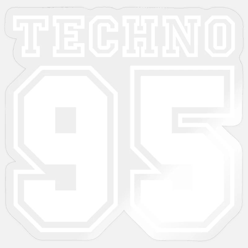 TECHNO 95 - Sticker taille S (10 x 10 cm) - brillant transparent