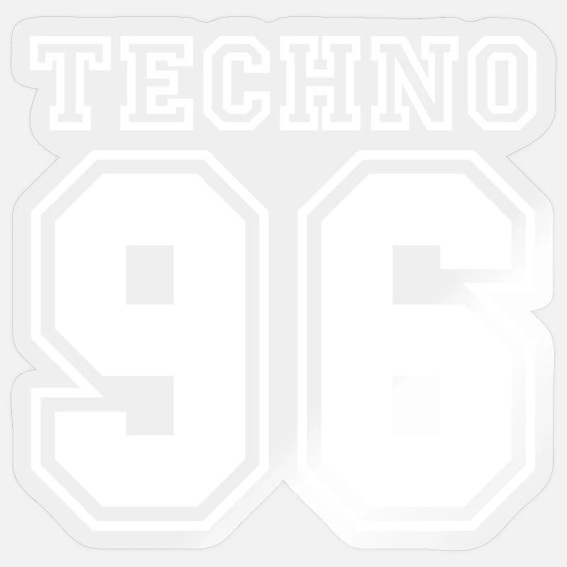 TECHNO 96 - Sticker taille S (10 x 10 cm) - brillant transparent