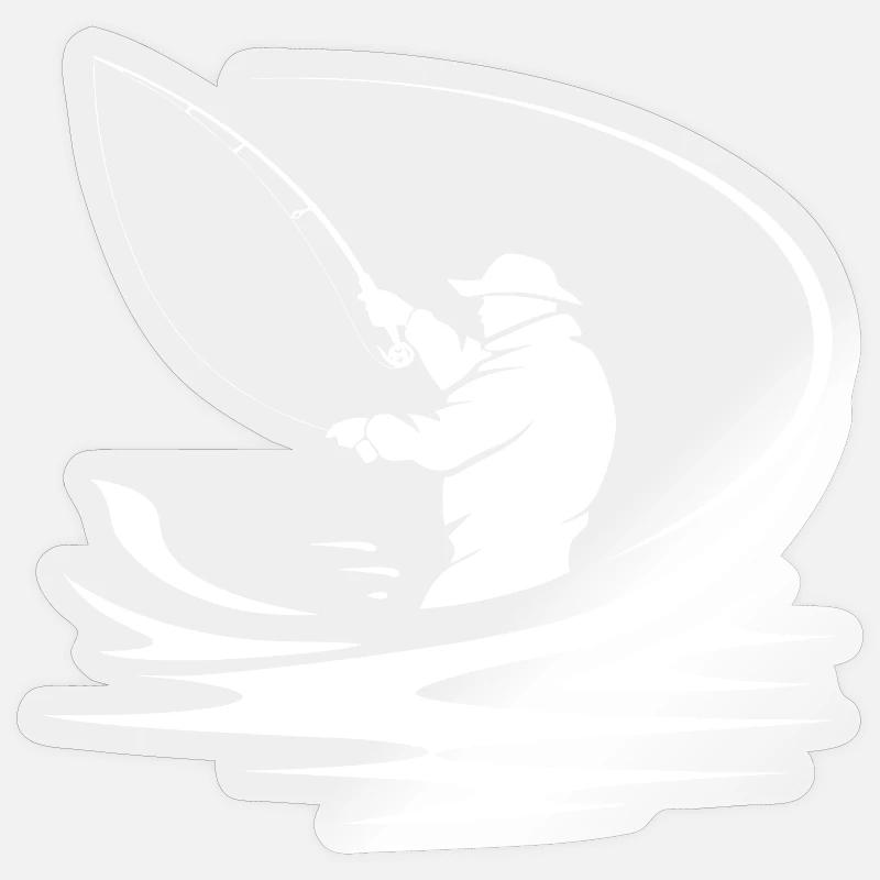 Dessin de pêcheur - Sticker taille S (10 x 10 cm) - brillant transparent