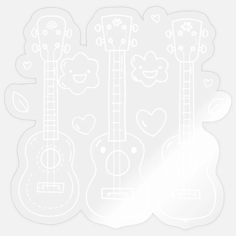 Ukulélé de dessin animé - Sticker taille S (10 x 10 cm) - brillant transparent