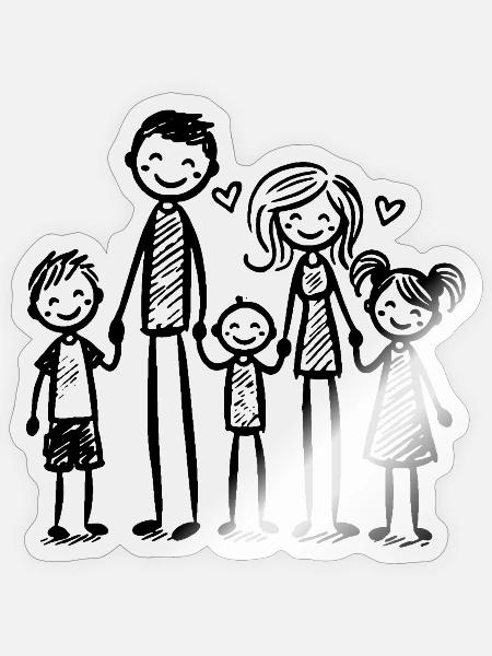 Family of Five - Sticker Größe S (10 x 10 cm) - Transparent glänzend