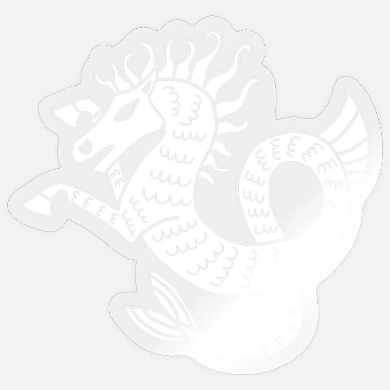 Weißes Seepferdchen - Sticker Größe S (10 x 10 cm) - Transparent glänzend