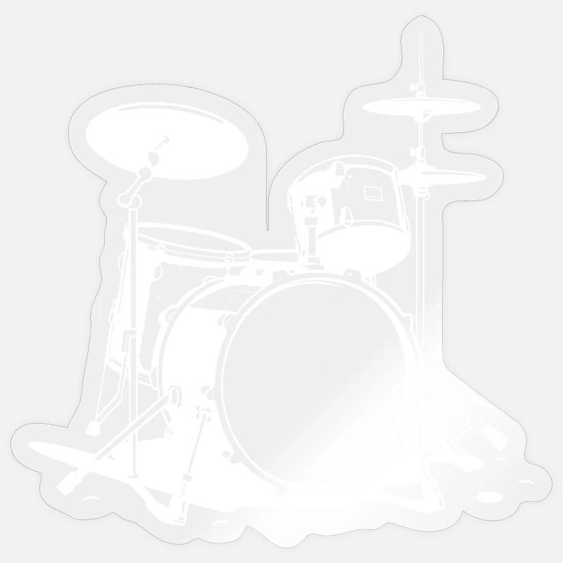 Drum Set Drawing - Sticker size S (10 x 10 cm) - transparent glossy