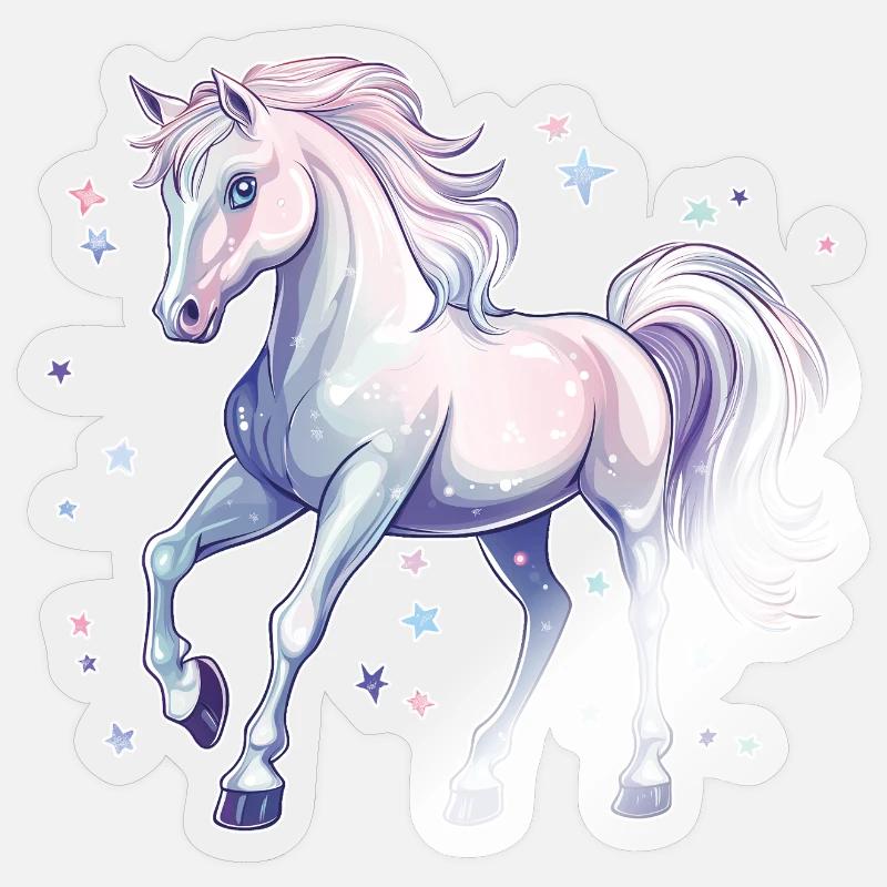 Pferd mit Sternen - Sticker Größe S (10 x 10 cm) - Transparent glänzend