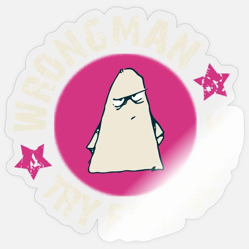 wrongman try - fail - settle - Sticker Größe S (10 x 10 cm) - Transparent glänzend