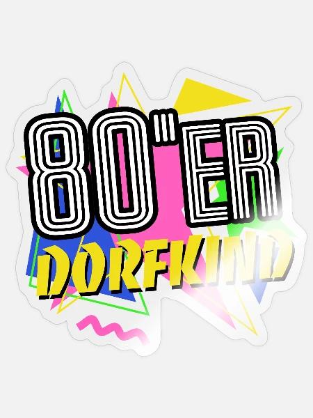 80er Dorfkind - 80er Jahre - bunt + verrückt - Sticker Größe S (10 x 10 cm) - Transparent glänzend