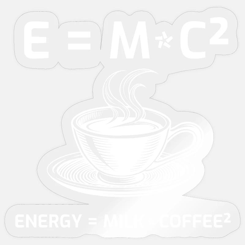 Kaffeetrinker Kaffeeformel E=MC2 - Sticker Größe S (10 x 10 cm) - Transparent glänzend