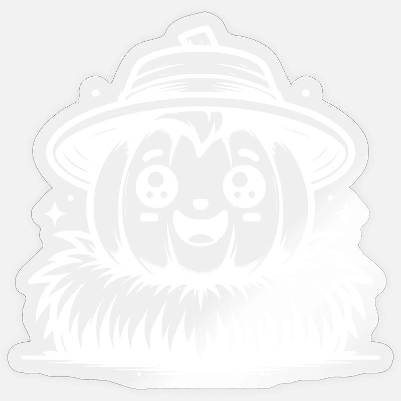 funny pumpkin with hat - Sticker size S (10 x 10 cm) - transparent glossy