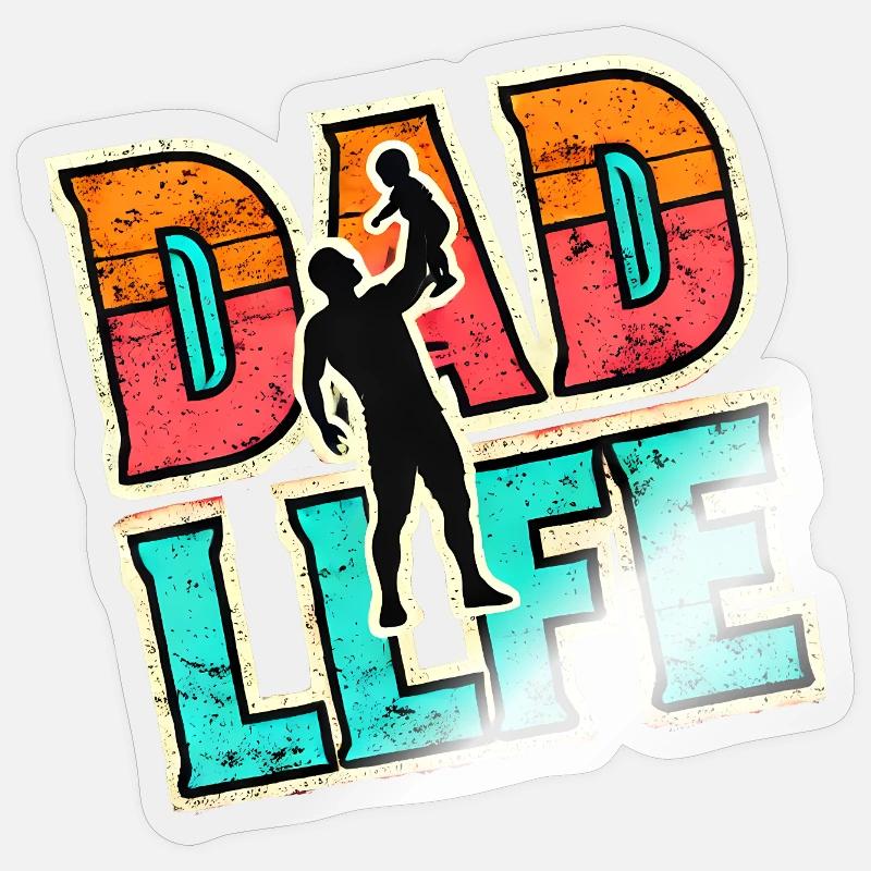 Dad Life, Fathers Gift - Sticker size S (10 x 10 cm) - transparent glossy