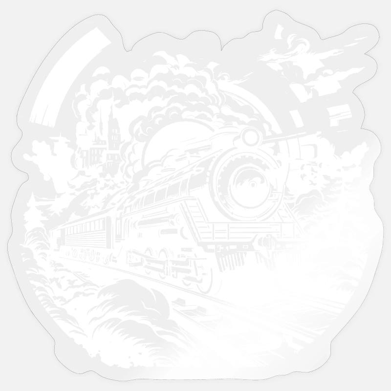 Eisenbahn Skizze - Sticker Größe S (10 x 10 cm) - Transparent glänzend