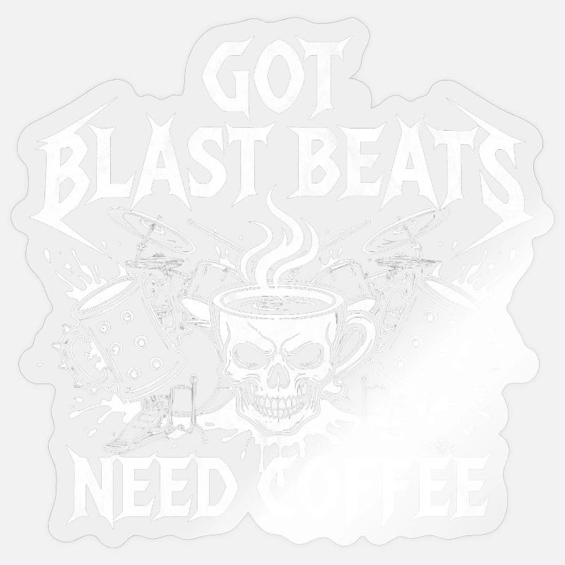 Kaffee trifft Blastbeats - Sticker Größe S (10 x 10 cm) - Transparent glänzend
