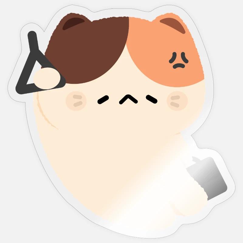 Tired Cat Commute - Sticker size S (10 x 10 cm) - transparent glossy