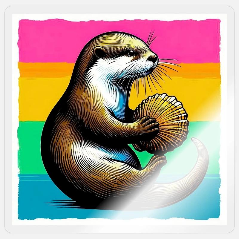 Otter - Sticker Größe S (10 x 10 cm) - Transparent glänzend