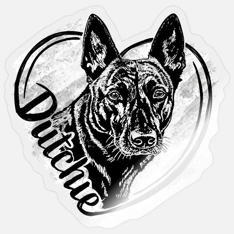 Dutch Shepherd -Dutchie  - Sticker size S (10 x 10 cm) - transparent glossy
