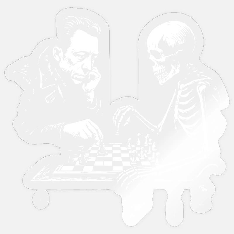 Duel d’échecs Camus et Skeleton - Sticker taille S (10 x 10 cm) - brillant transparent