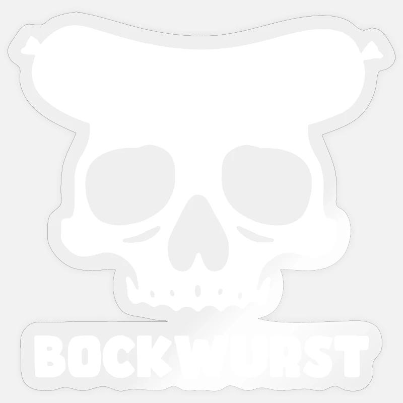 Bockwurst Skull Grafik - Sticker Größe S (10 x 10 cm) - Transparent glänzend