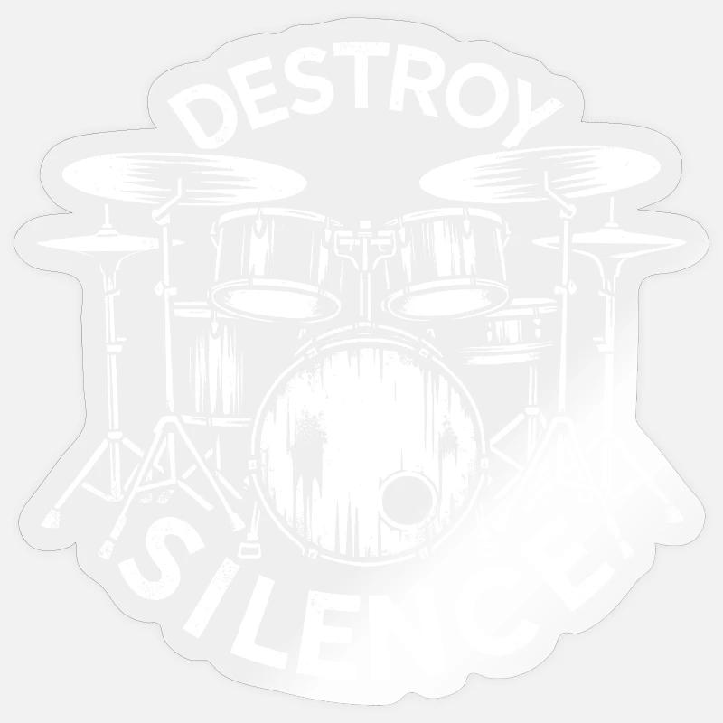 Destroy Silence Drummer - Sticker Größe S (10 x 10 cm) - Transparent glänzend