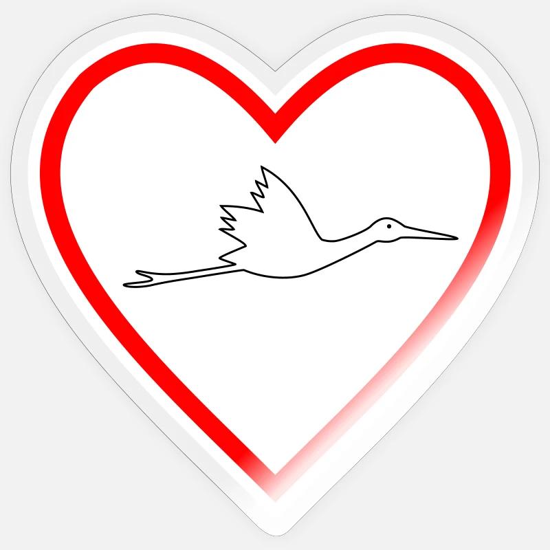 Herz Klapperstorch - Sticker Größe S (10 x 10 cm) - Transparent glänzend