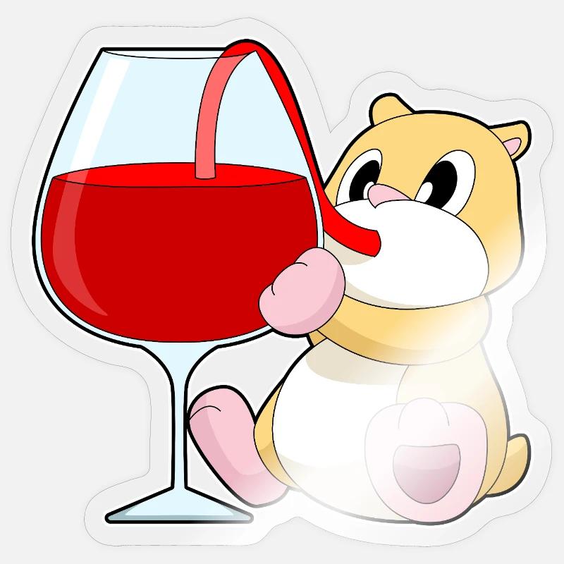Vin rouge de hamster - Sticker taille S (10 x 10 cm) - brillant transparent