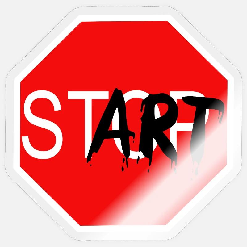 Startzeichen Graffiti Stoppschild Sticker Größe S (10 x 10 cm)