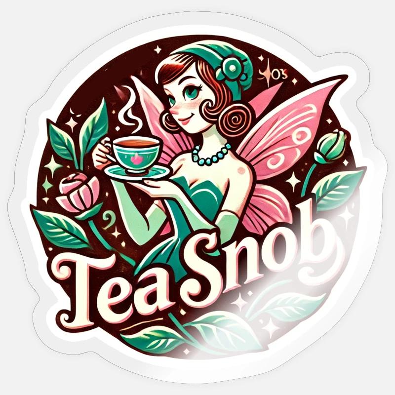 Tee-Snob Feen-Teeparty Sticker Größe S (10 x 10 cm)
