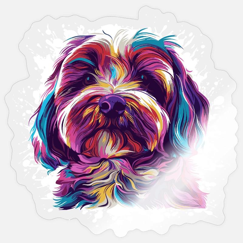 Portrait de chien : Éclaboussure aquarelle - Sticker taille S (10 x 10 cm) - brillant transparent