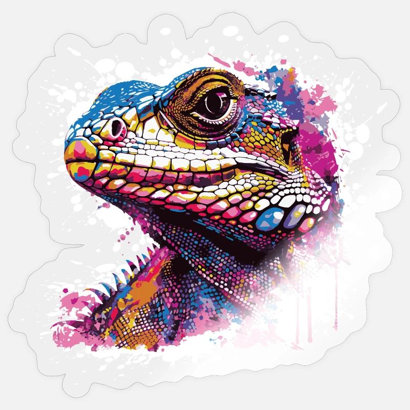 Graffiti de lézard - Sticker taille S (10 x 10 cm) - brillant transparent