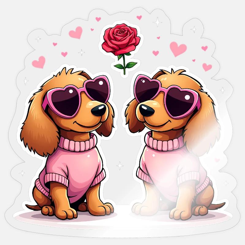 Dackel teckel teckel tekel - Sticker taille S (10 x 10 cm) - brillant transparent