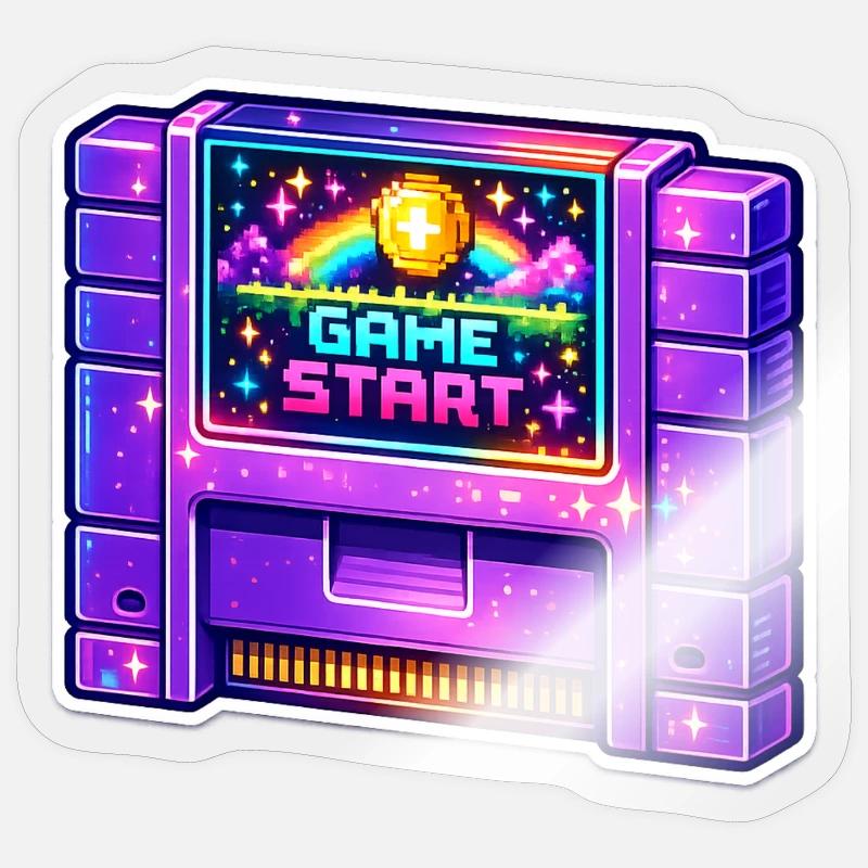 Néon Retro Arcade Start Sticker taille S (10 x 10 cm)