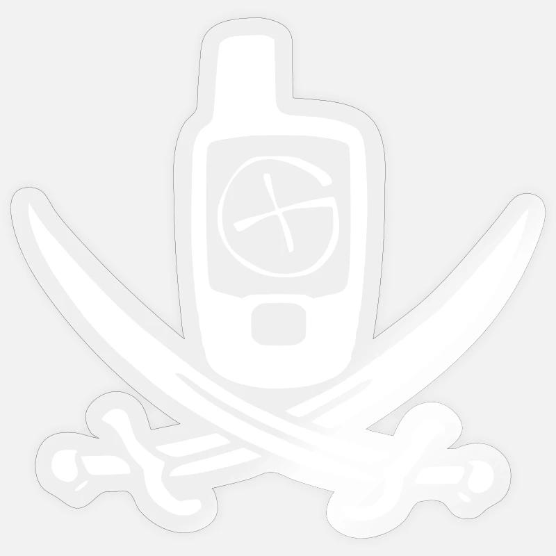 Geocaching Pirate Flag White Sticker size S (10 x 10 cm)