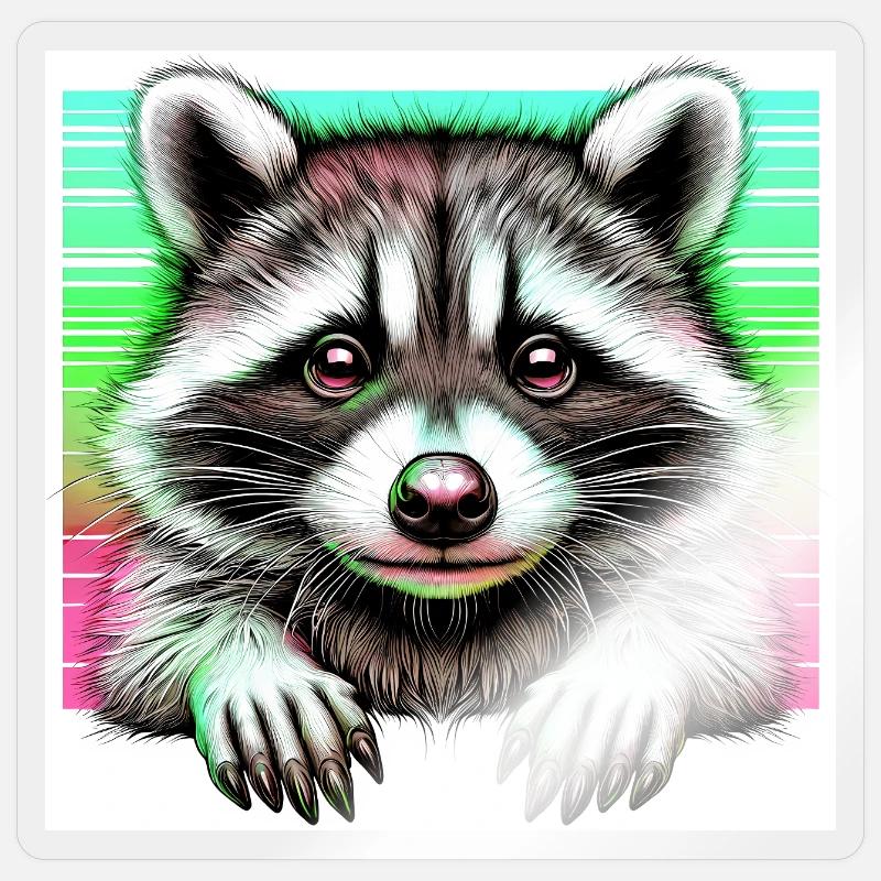 Waschbär - Sticker Größe S (10 x 10 cm) - Transparent glänzend