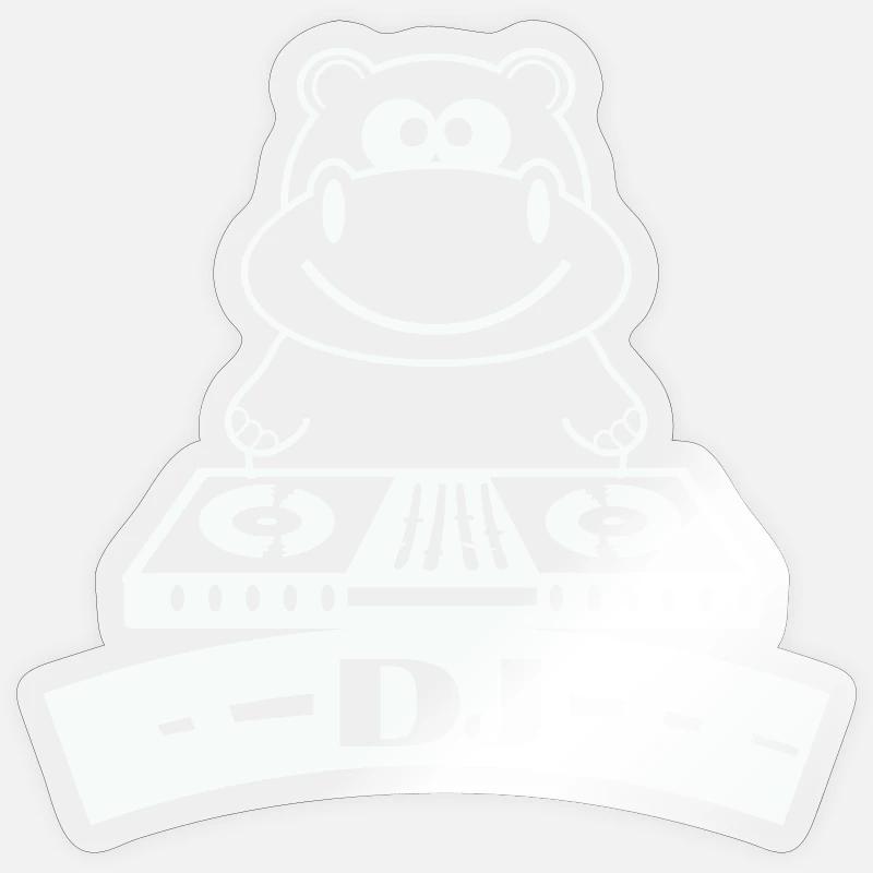 hippo_dj- - Sticker Größe S (10 x 10 cm) - Transparent glänzend