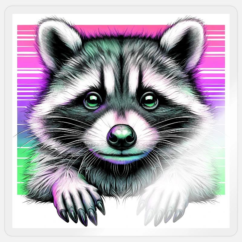 Waschbär - Sticker Größe S (10 x 10 cm) - Transparent glänzend