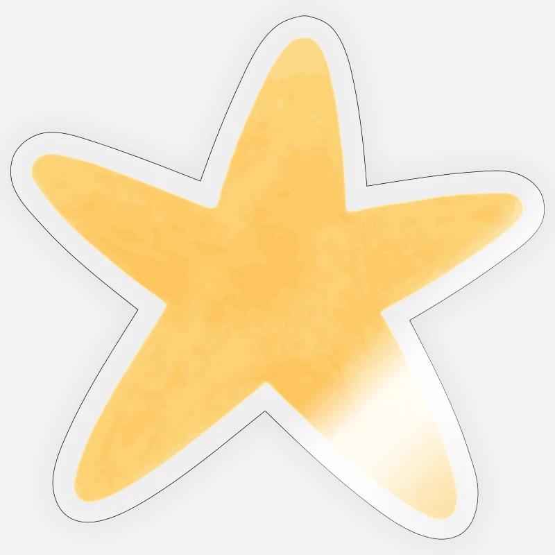 Étoile dorée à l’aquarelle - Sticker taille S (10 x 10 cm) - brillant transparent