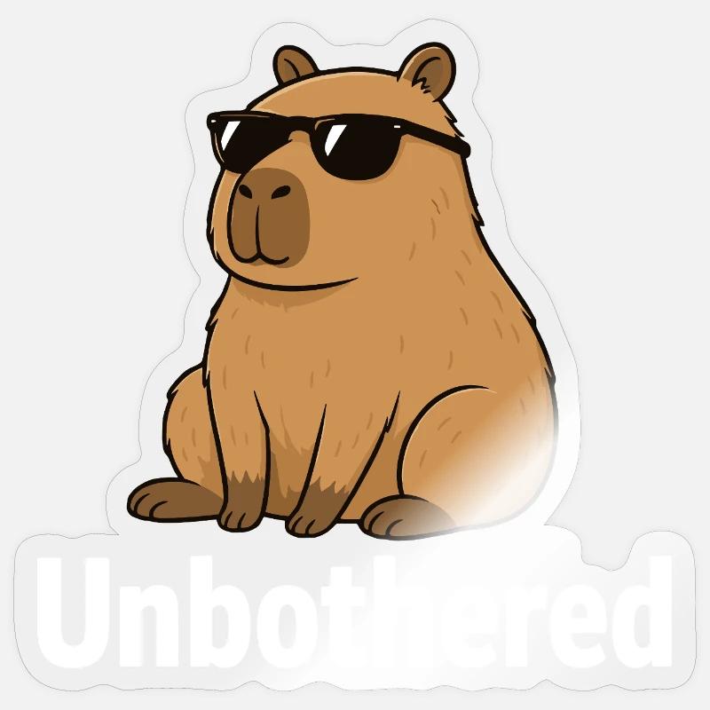 Unbothered Capybara Chill Cool Sunglasses - Sticker size S (10 x 10 cm) - transparent glossy