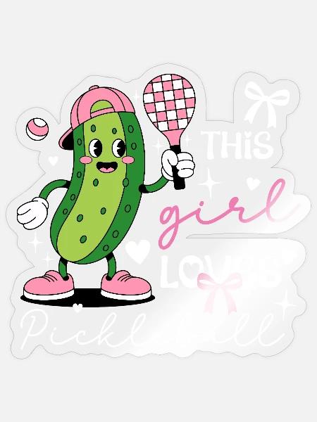 Coquette Pickleball-Mädchen süße Pickle - Sticker Größe S (10 x 10 cm) - Transparent glänzend